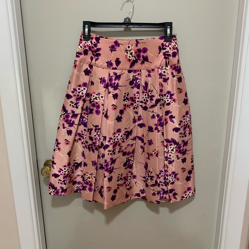 Vintage Express Pink Floral Circle Skirt with Purple Accents
